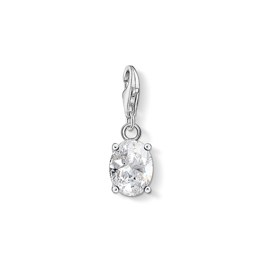 Pendentif Charm pierre blanche ovale