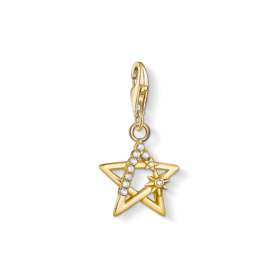 Pendentif Charm étoile pierres or