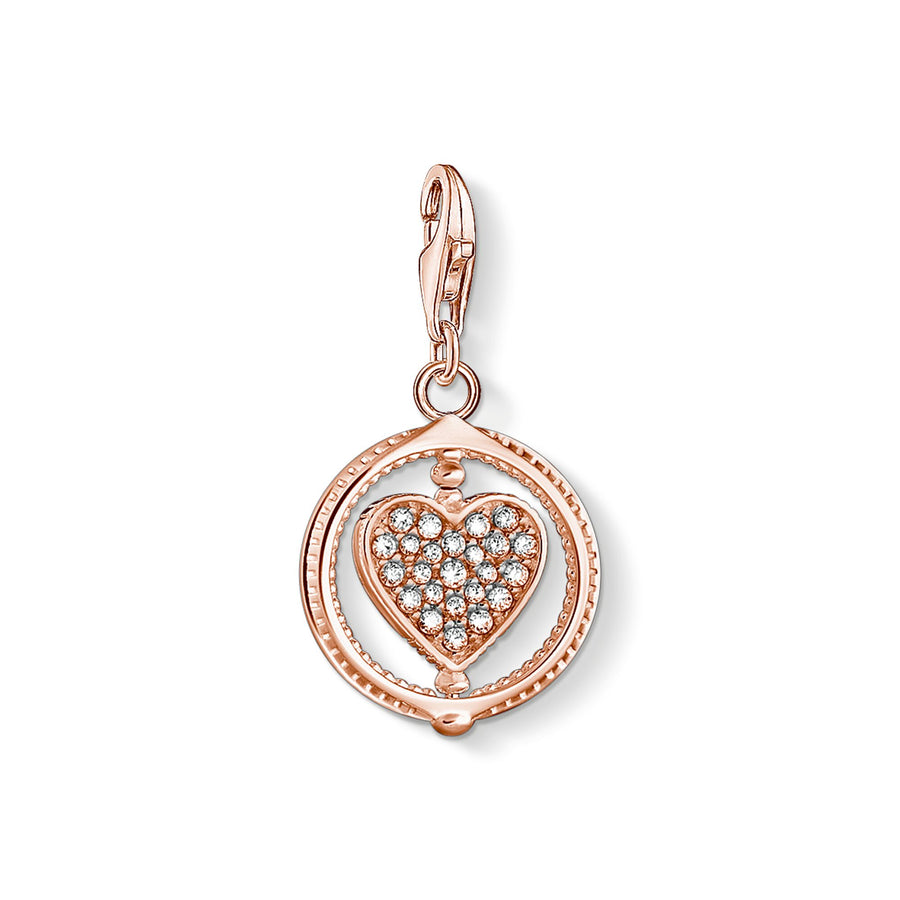 Pendentif Charm cœur avec pavé or rose