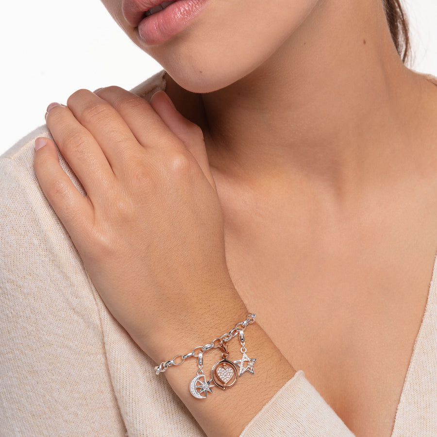 Pendentif Charm cœur avec pavé or rose