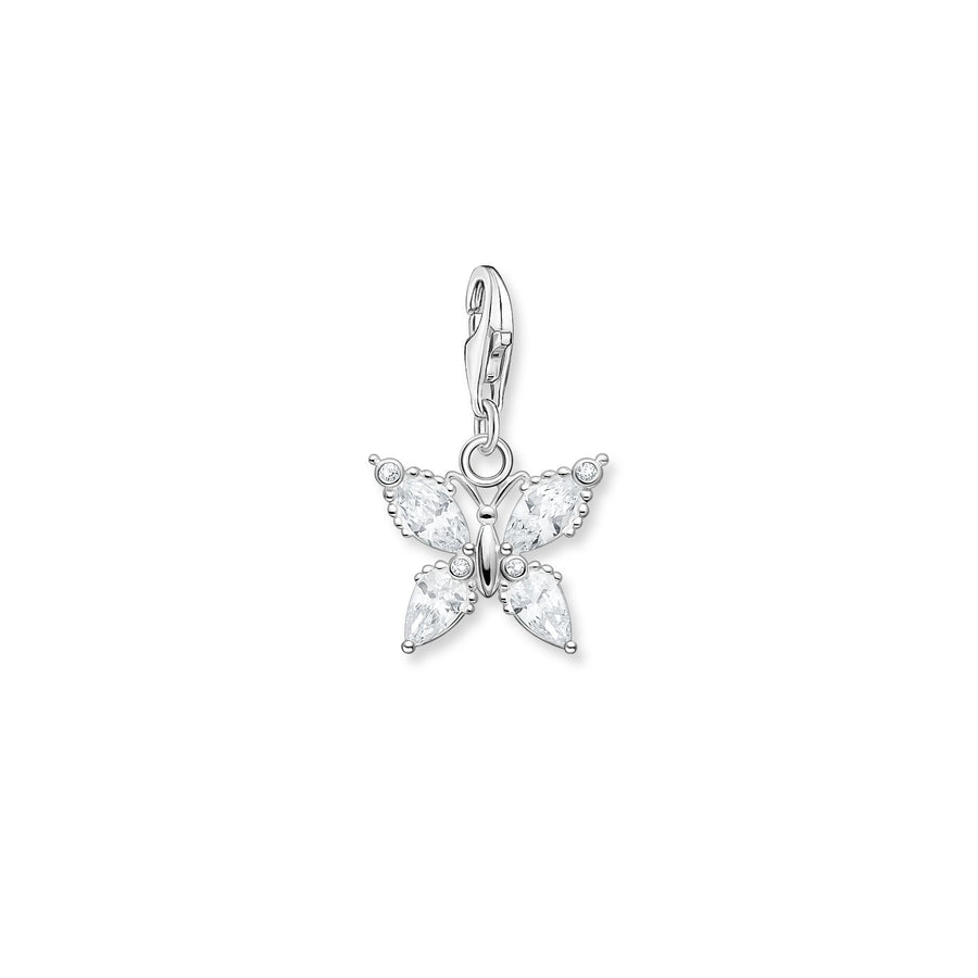 Pendentif Charm papillon pierres blanches