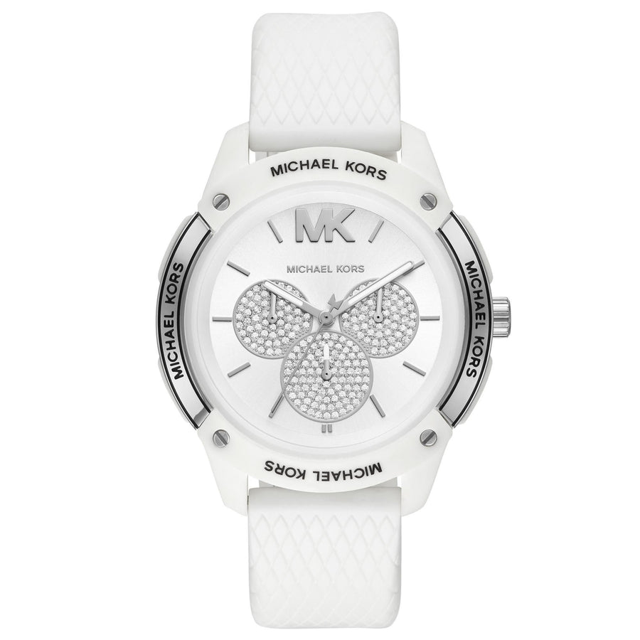 MK Montre Ryder Silicone blanche à multifonctions