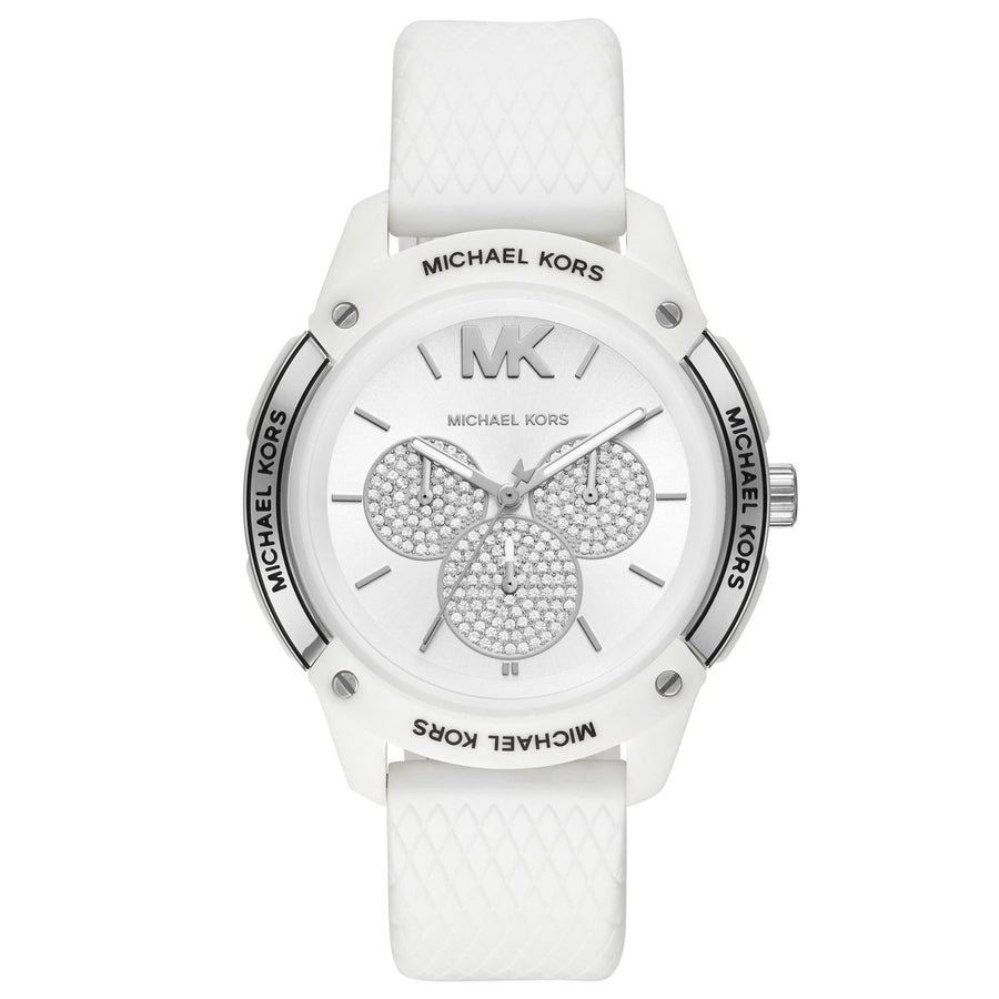 MK Montre Ryder Silicone blanche à multifonctions