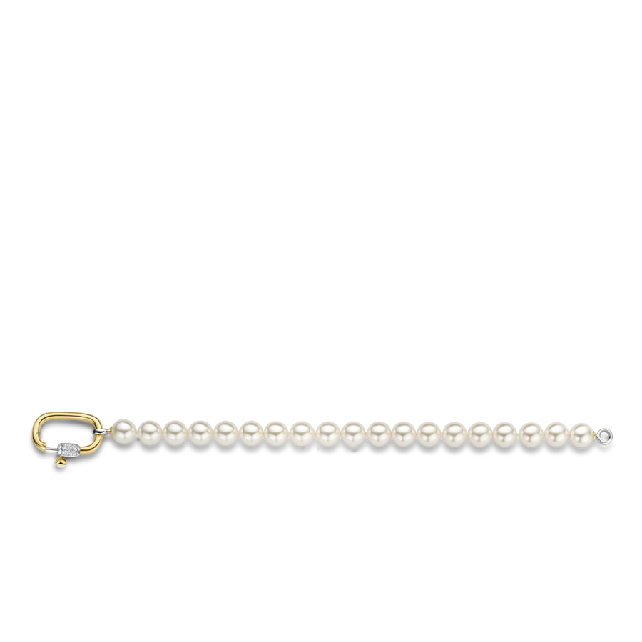TI SENTO Bracelet perles à fermoir décoratif doré
