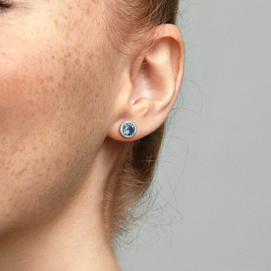 Boutons d’oreilles ronds bleus scintillants