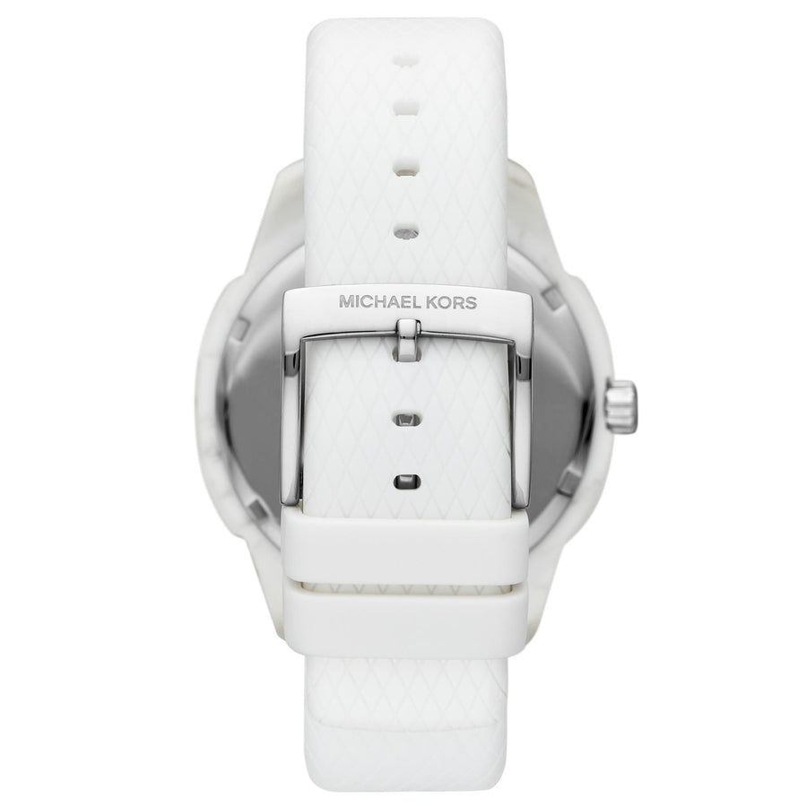 MK Montre Ryder Silicone blanche à multifonctions