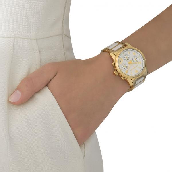 MK Montre Runway or et blanc à multifonctions