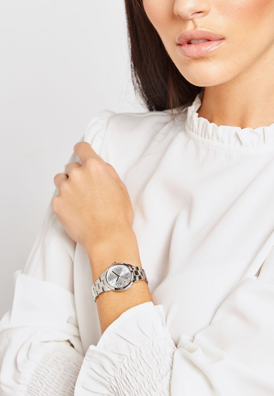 MK Montre Runway acier argent à deux aiguilles