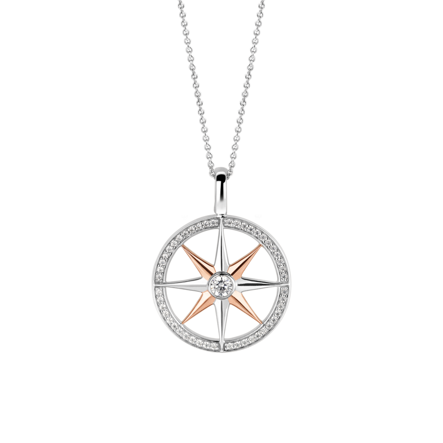 TI SENTO Collier grand- rose des vents rose et zircon
