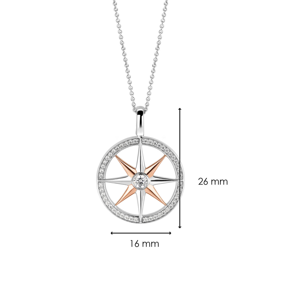 TI SENTO Collier grand- rose des vents rose et zircon