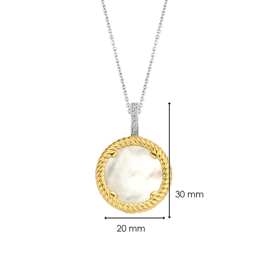 TI SENTO Collier rond nacré avec contour doré