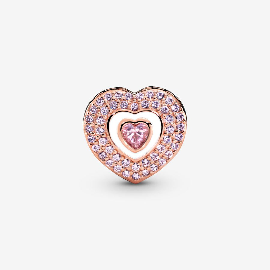 Charm Cœur rose pavé