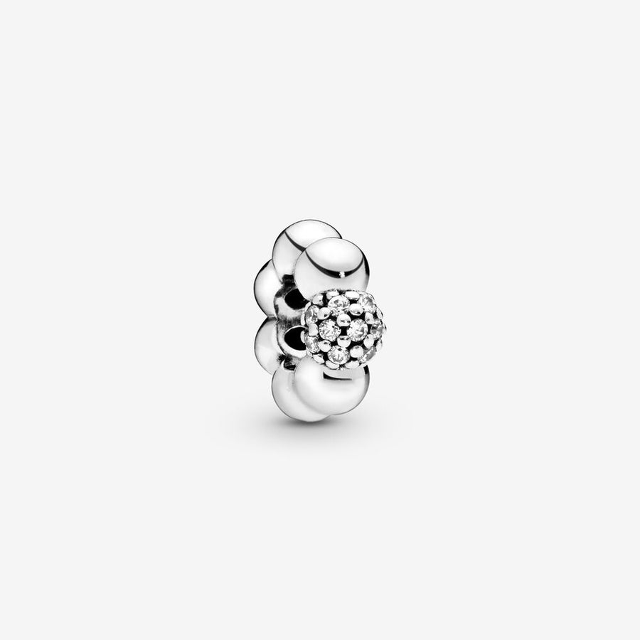 Charm séparateur avec perles polies et en pavé