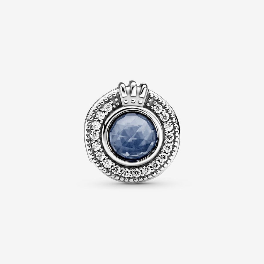 Charm « O » couronné bleu scintillant