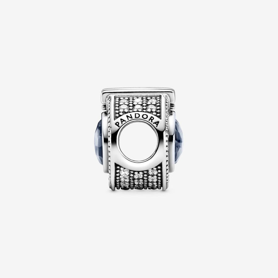 Charm « O » couronné bleu scintillant