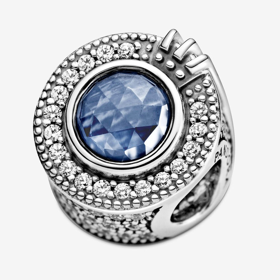 Charm « O » couronné bleu scintillant