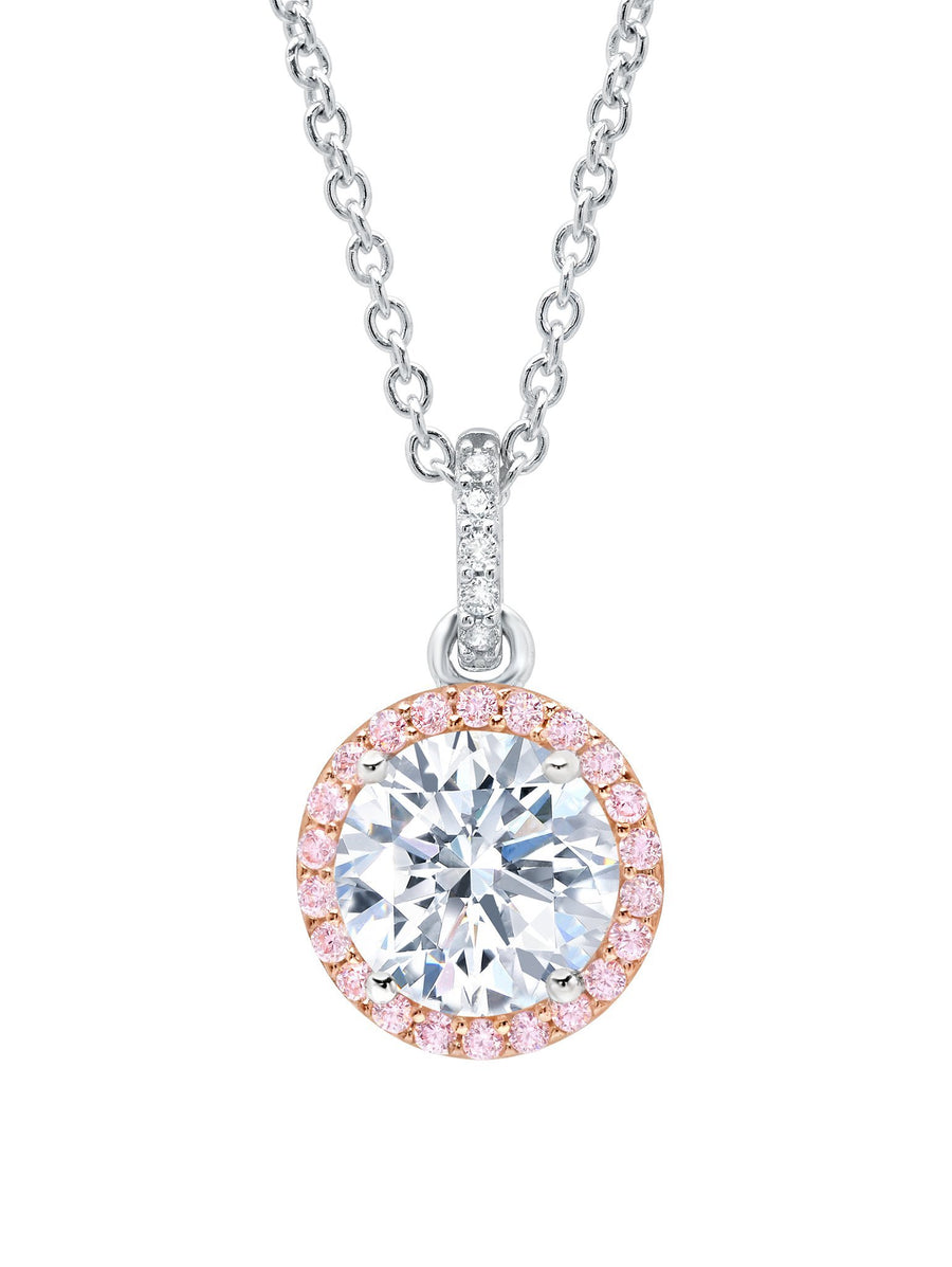 CRISLU Collier pendentif halo Fiore Rose