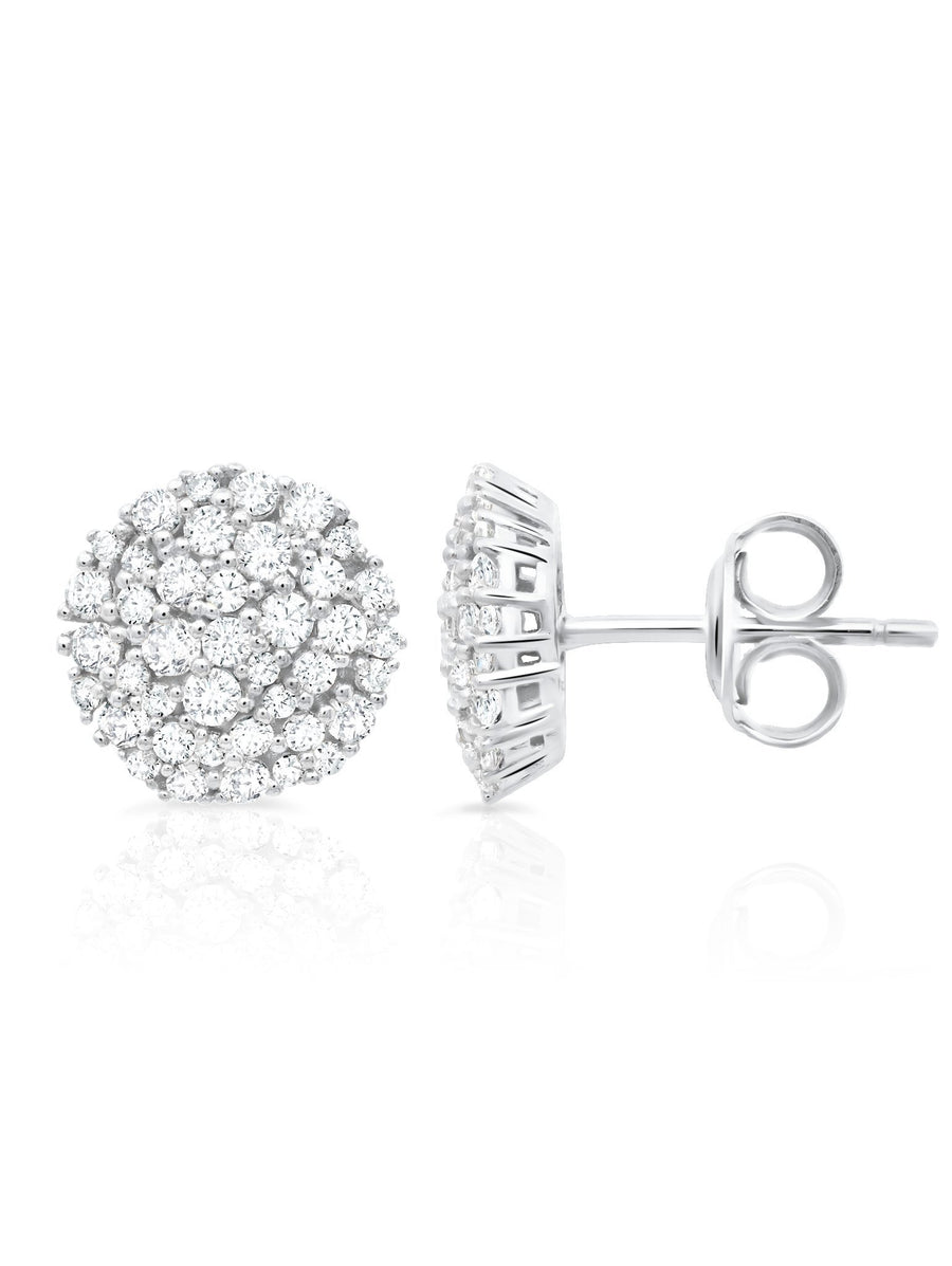 CRISLU Clous d'oreilles ronds pavés cz