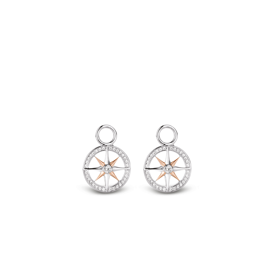 TI SENTO Breloques d'oreilles rose des vents zircons et or rose