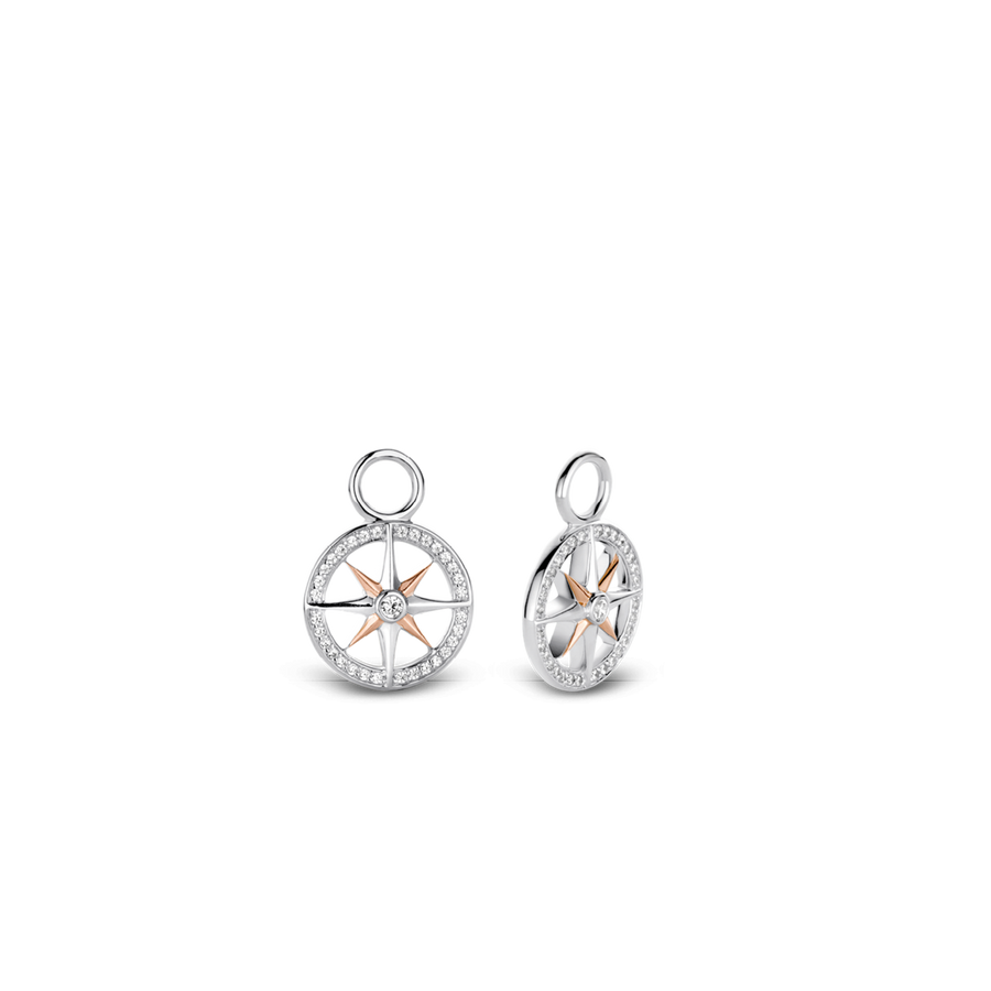 TI SENTO Breloques d'oreilles rose des vents zircons et or rose