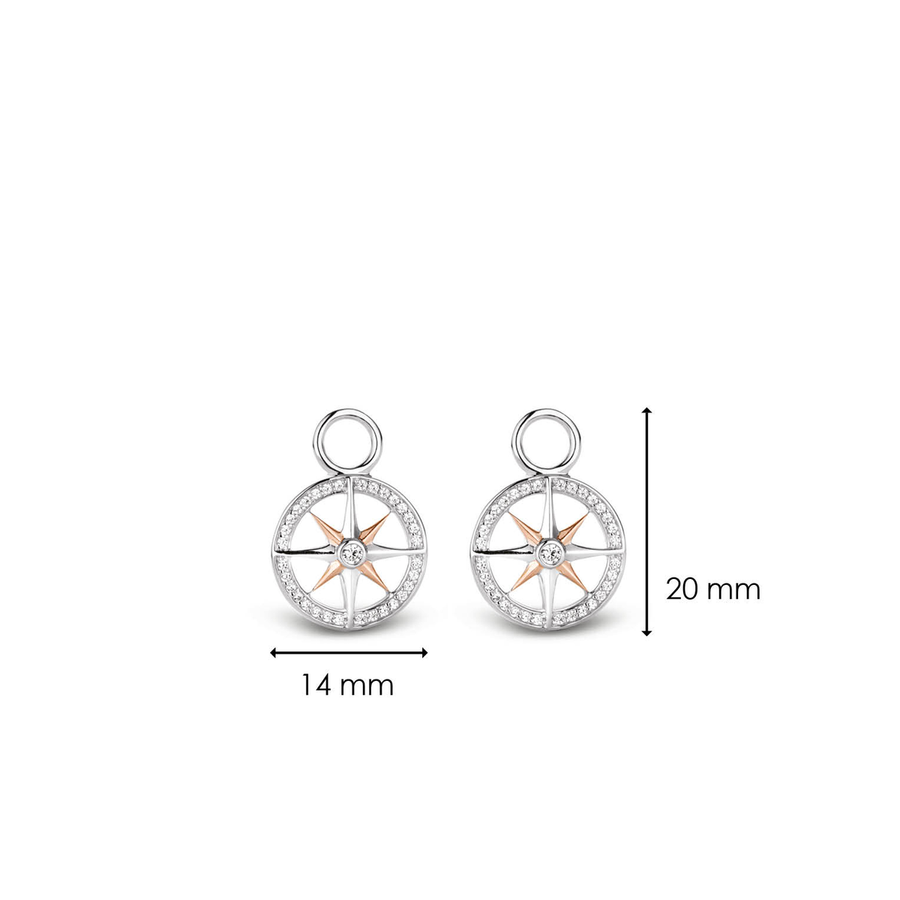 TI SENTO Breloques d'oreilles rose des vents zircons et or rose
