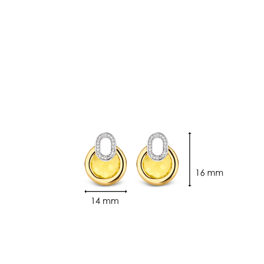 TI SENTO Breloques d'oreilles rondes pierres jaunes et or jaune