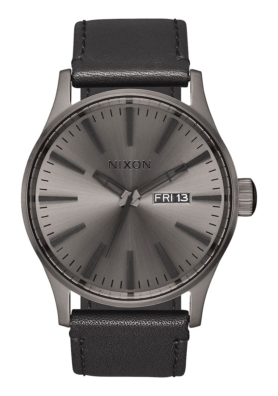 NIXON Sentry Gunmetal Cuir Noir 42mm