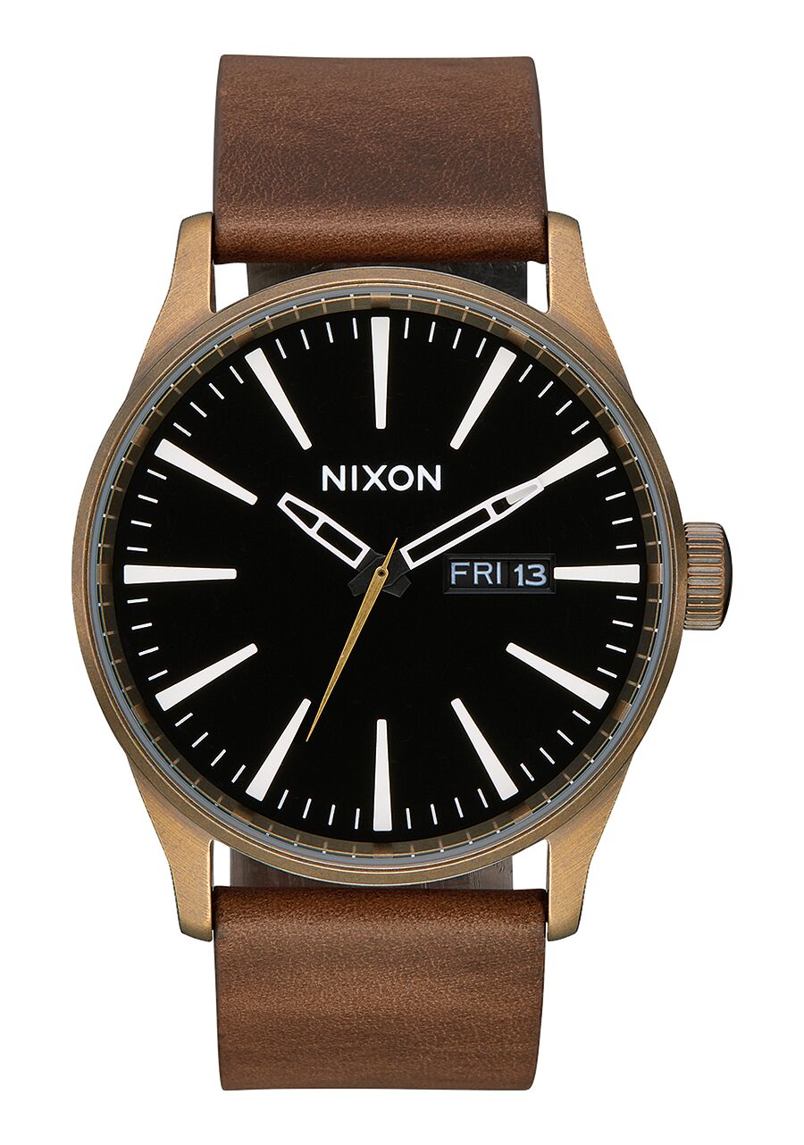 NIXON Sentry Cuir Brun/Brass 42mm