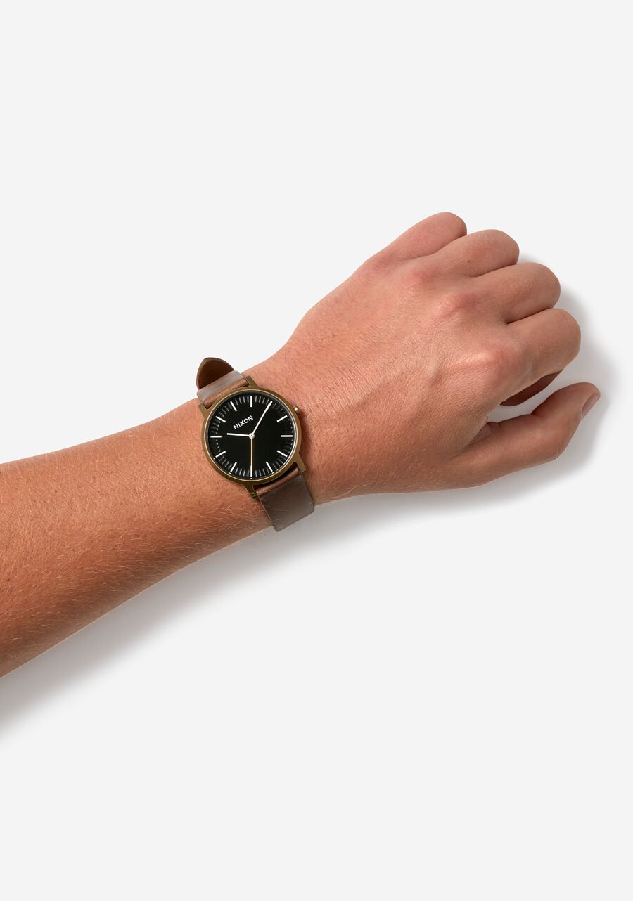 NIXON Porter Brass Cuir Brun