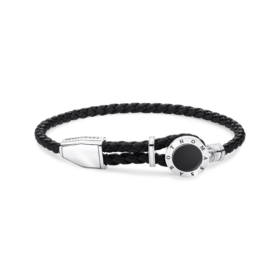 Bracelet cuir médaille noir