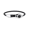 Bracelet cuir médaille noir