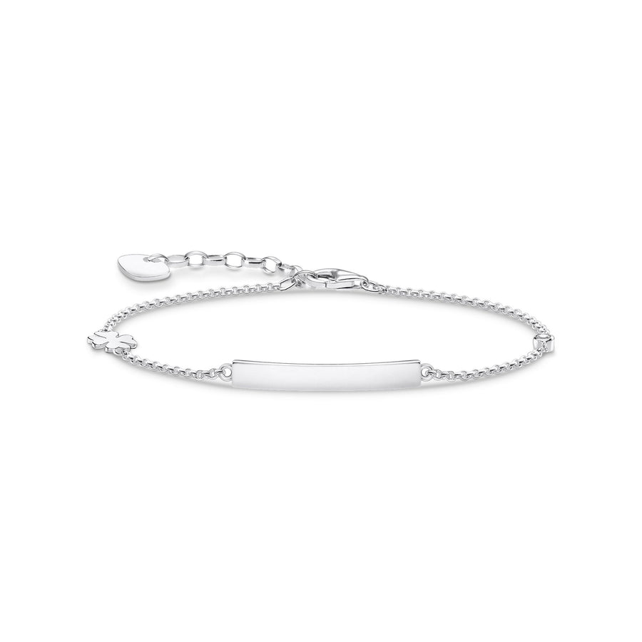 Bracelet classique avec trèfle & pierre blanche