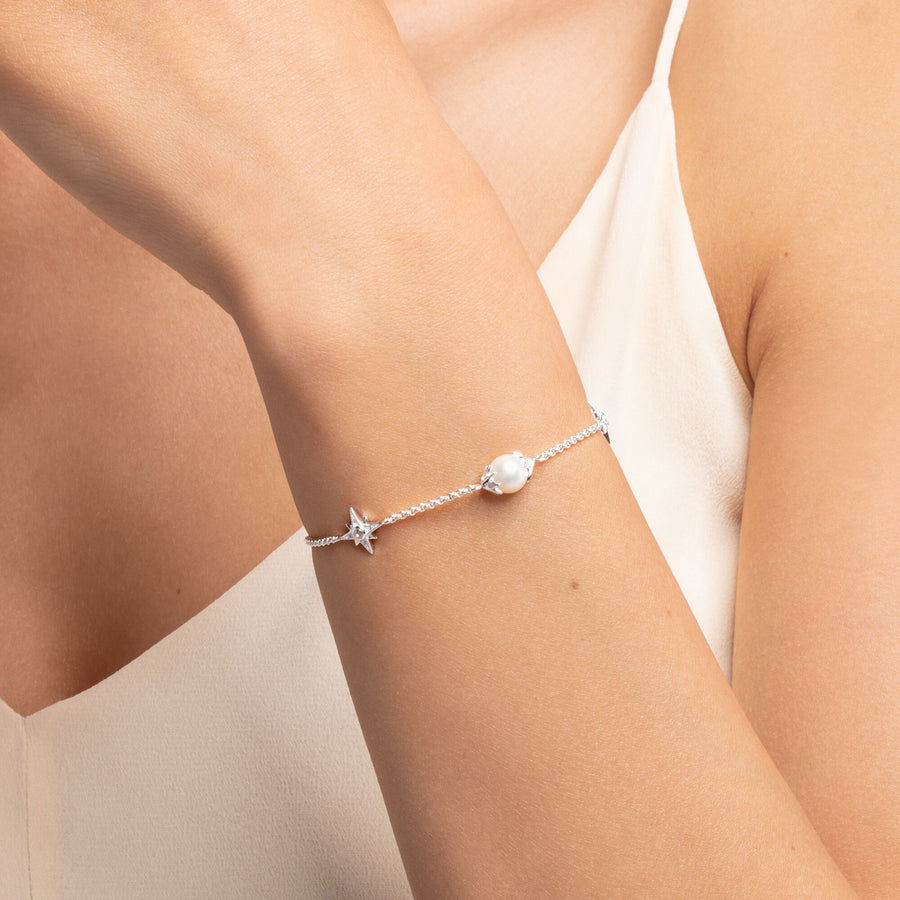 Bracelet perle avec étoiles argent