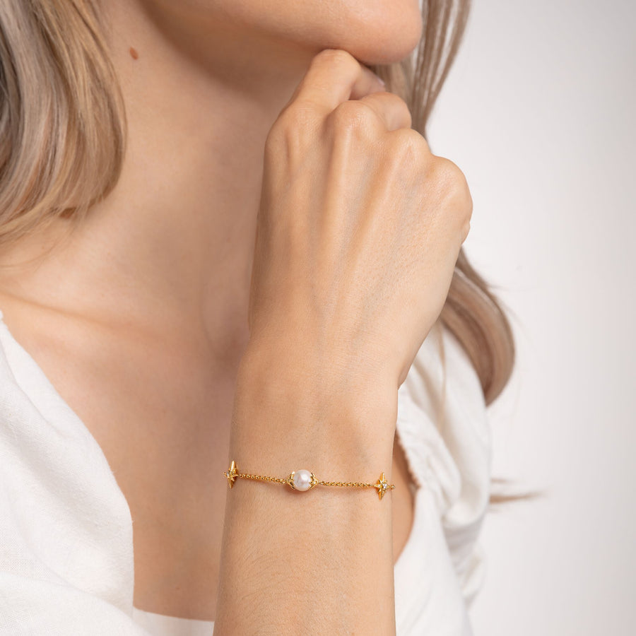 Bracelet perle avec étoiles or