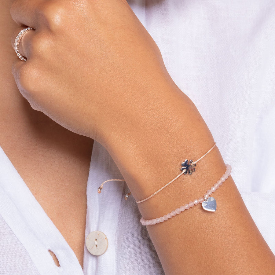 Bracelet rose perles cœur