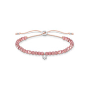 Bracelet perles roses avec pierre blanche