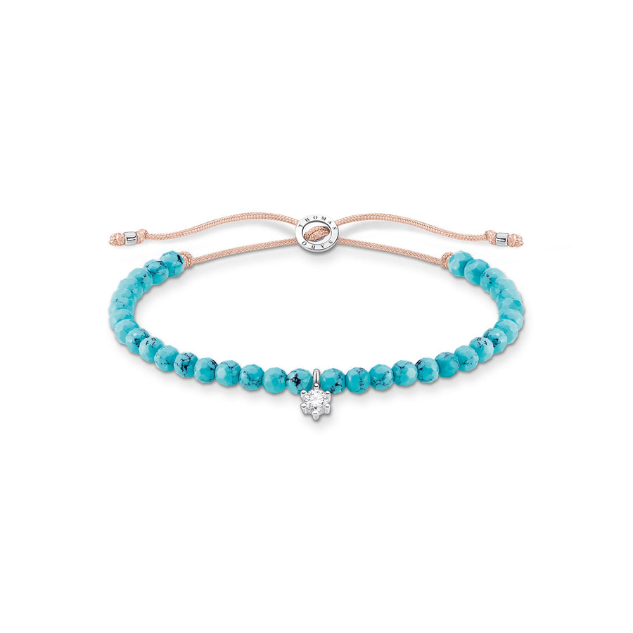 Bracelet perles de turquoise avec pierre blanche