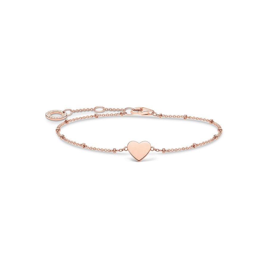 Bracelet cœur avec perles or rose