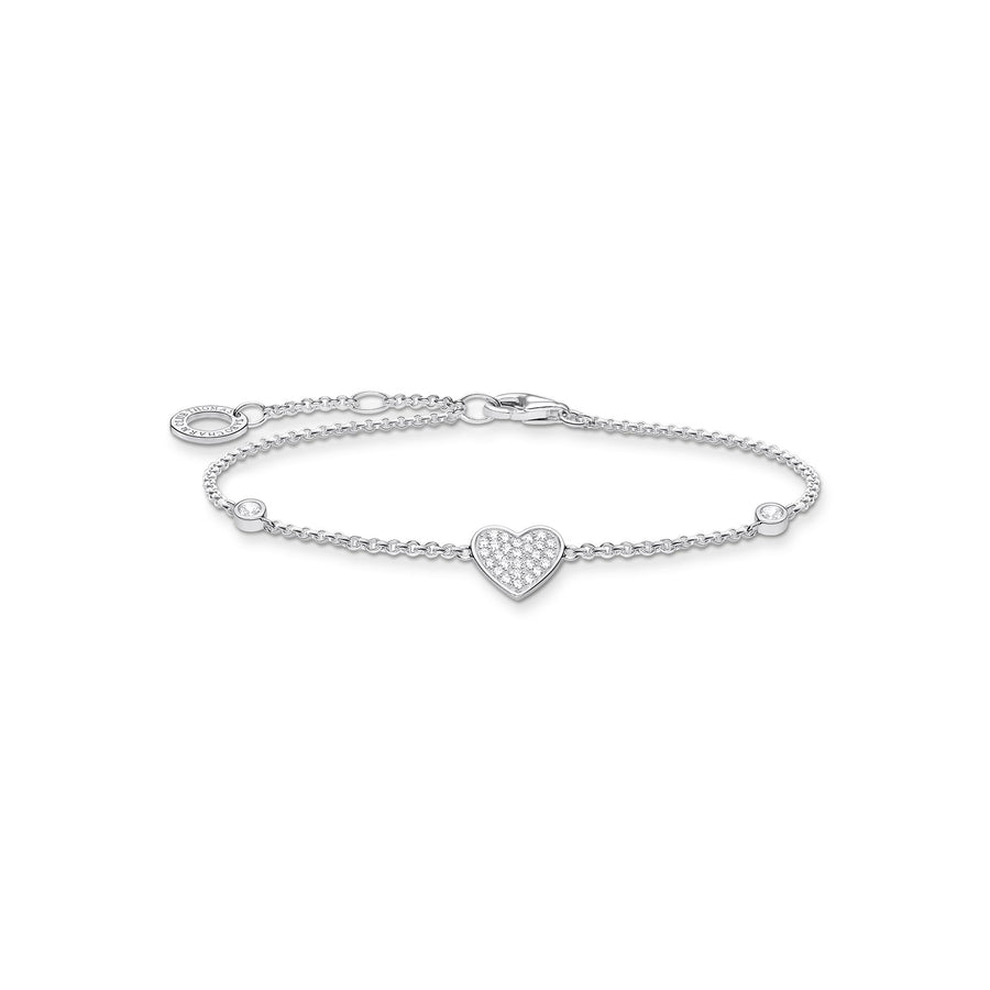 Bracelet cœur avec pierres argent