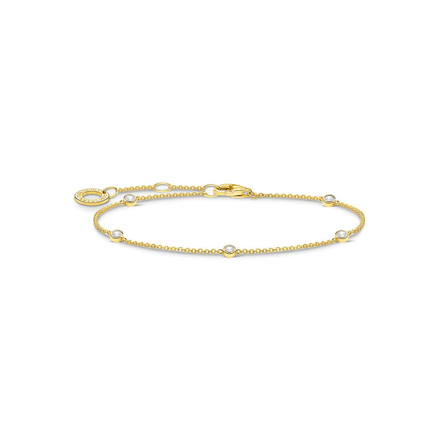 Bracelet blanche pierres or
