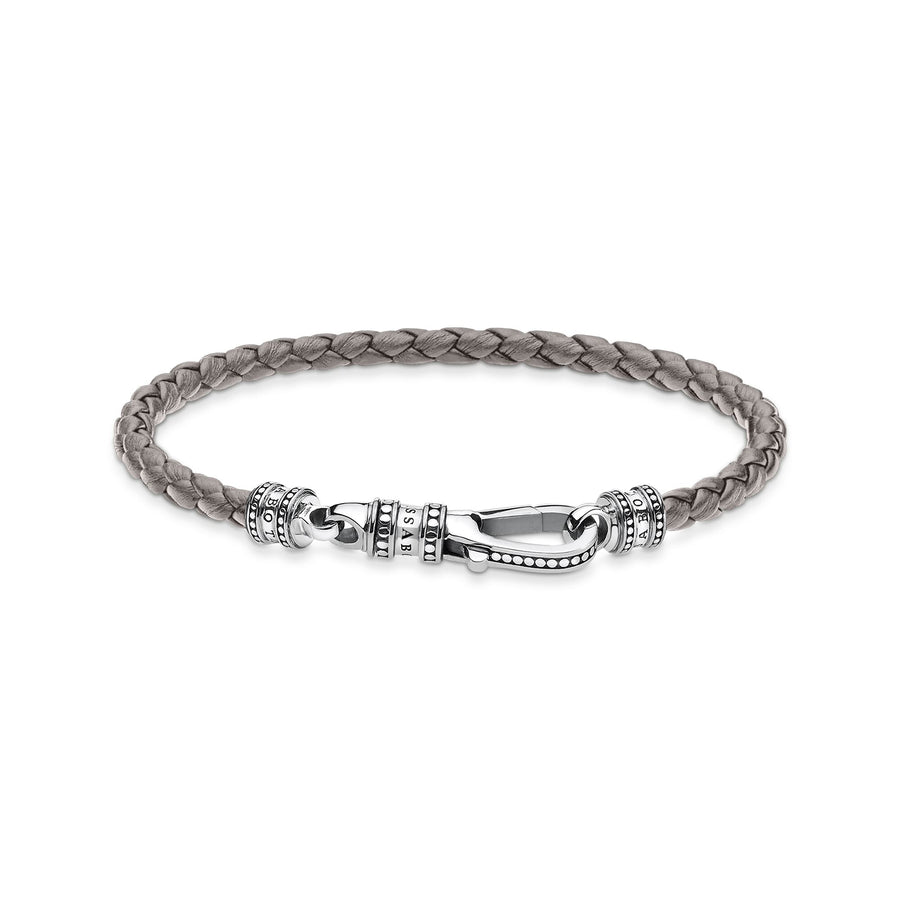 Bracelet en cuir gris