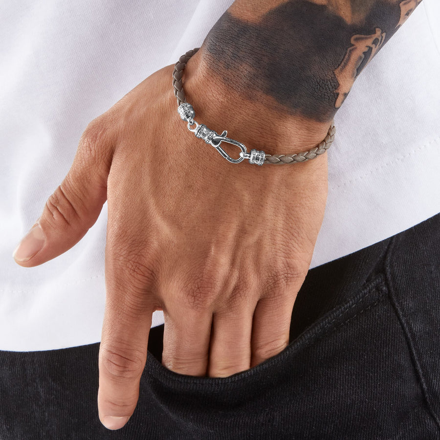 Bracelet en cuir gris