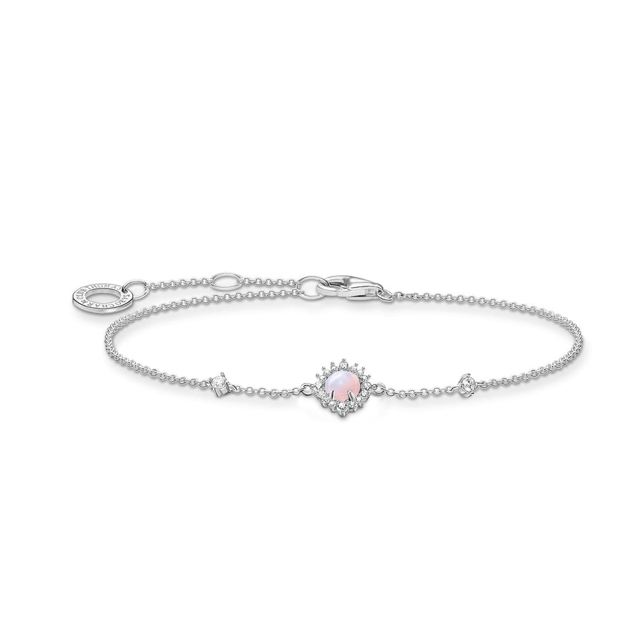 Bracelet vintage pierre de couleur opale rose chatoyant