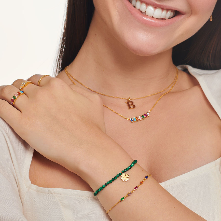 Bracelet pierres colorées or