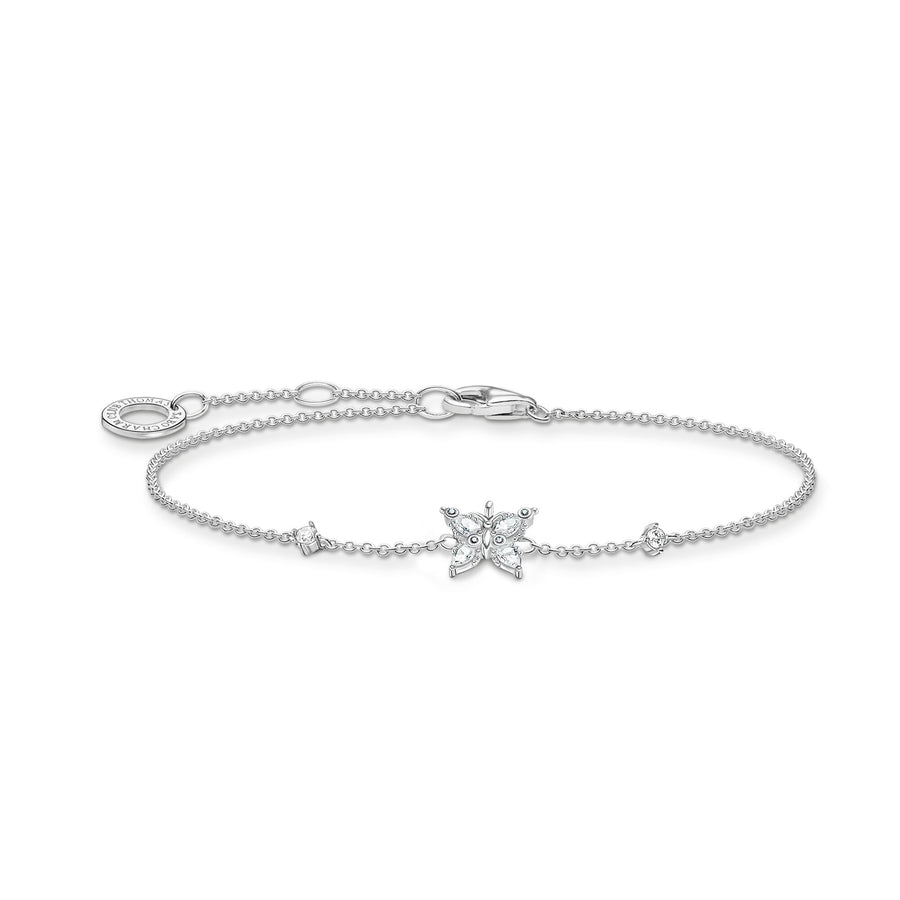 Bracelet papillon pierres blanches