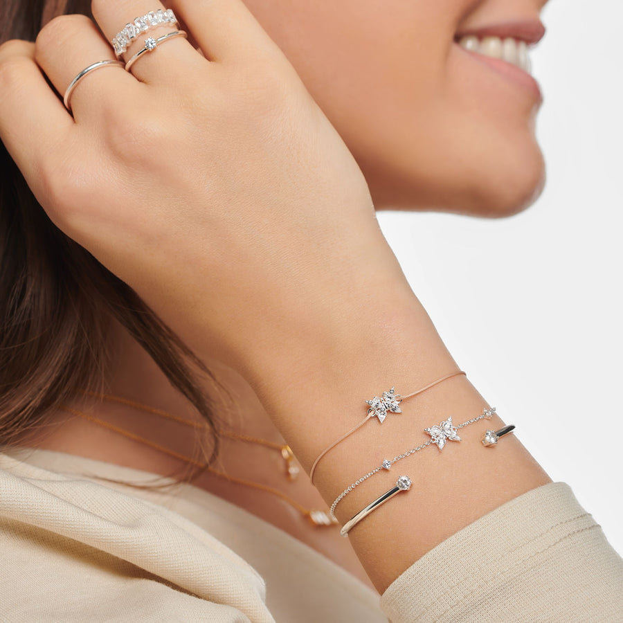 Bracelet papillon pierres blanches