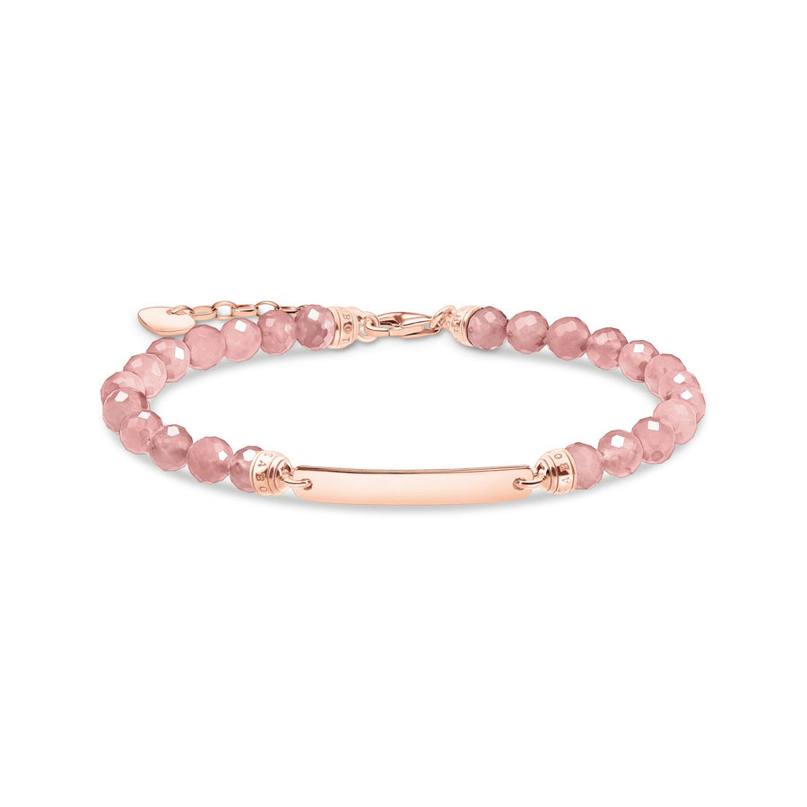 Bracelet rose perles or rose