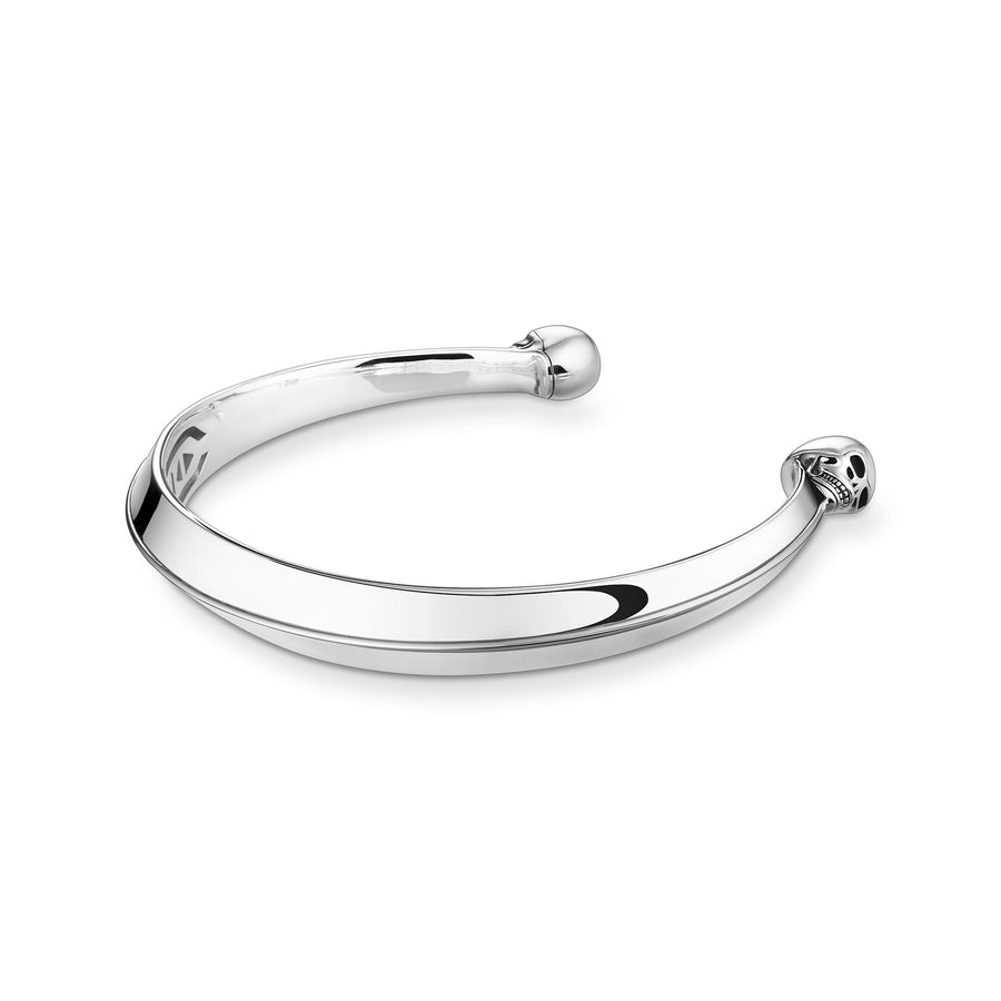 Bracelet jonc tête de mort argent