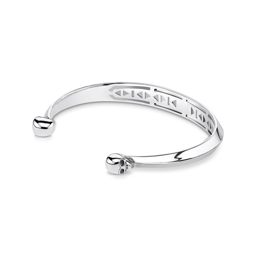 Bracelet jonc tête de mort argent
