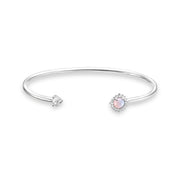 Bracelet jonc flèche pierre de couleur opale rose chatoyant